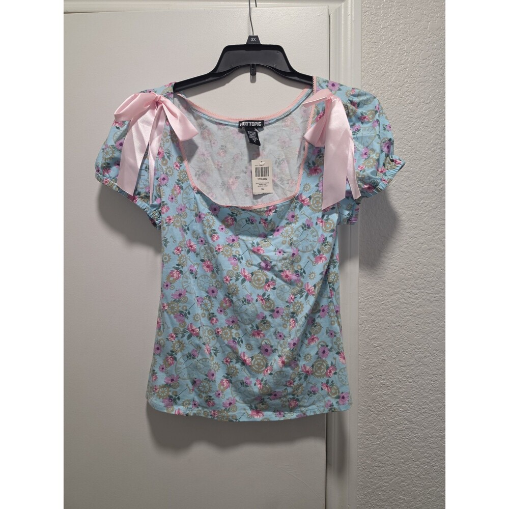 NWT Hot Topic Floral Puff Sleeve Top Sz XL